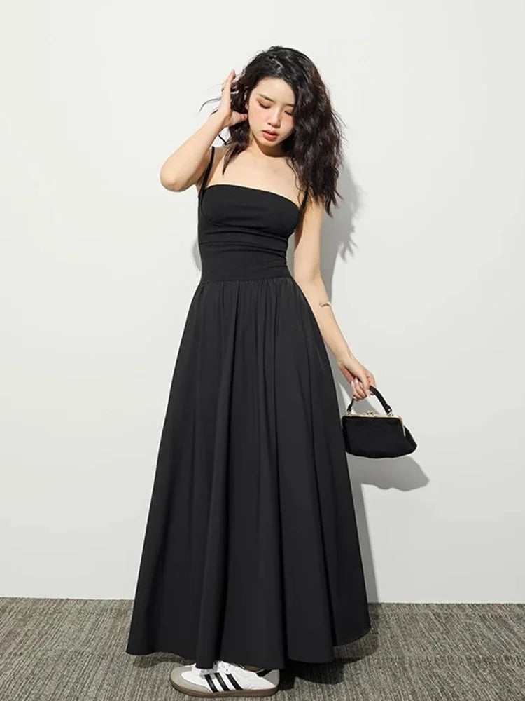 Spaghetti Strap Bow Detail Fit and Flare Floor-Length Maxi Dress 6