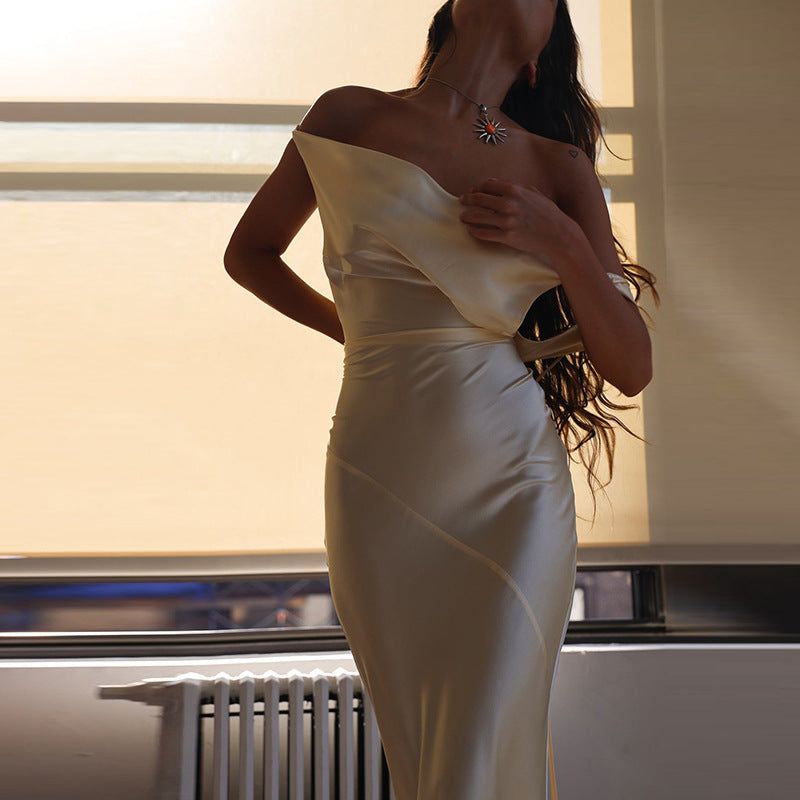 Cowl Neck Plunging Back Satin Maxi Dress 5