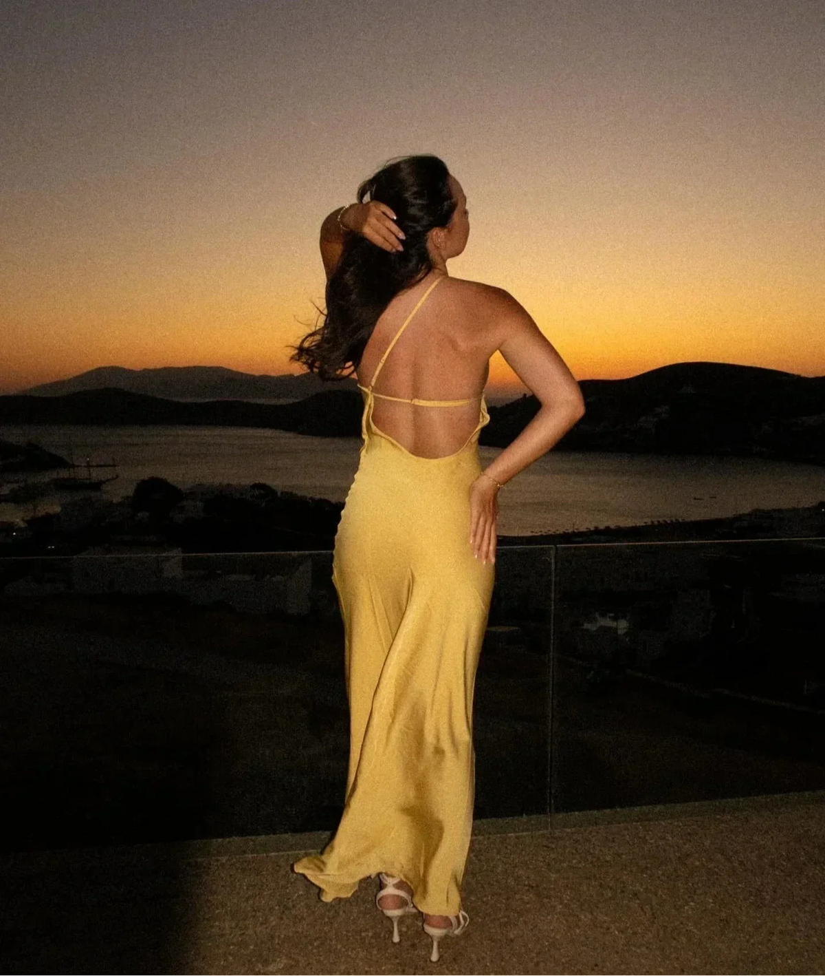 Asymmetric Strap Backless Slit Satin Maxi Dress 9