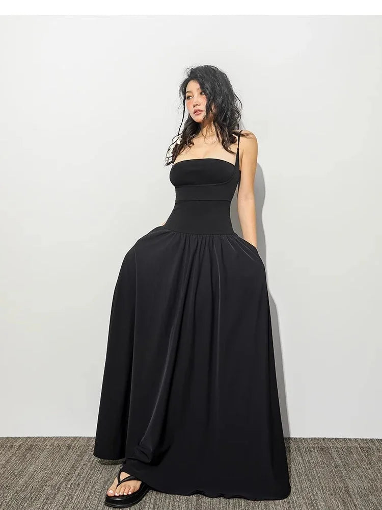 Spaghetti Strap Bow Detail Fit and Flare Floor-Length Maxi Dress 3