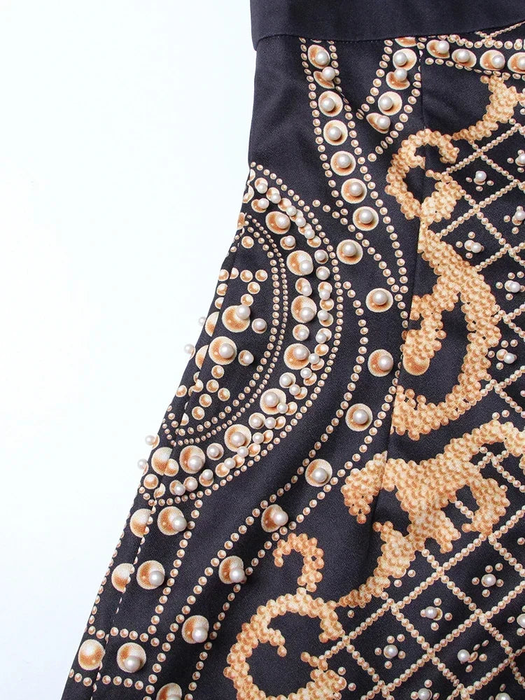 One Shoulder Pearl Beaded Baroque Lattice Embellished Mini Dress 8