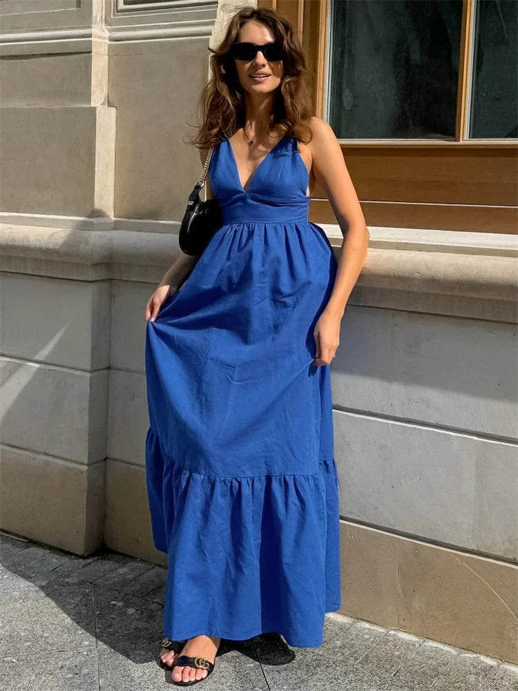 Sleeveless Mesh Panel Patchwork Maxi Dress 3