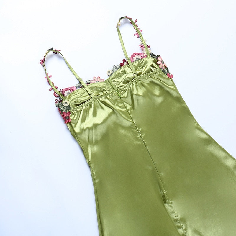 Satin Sweetheart Floral Embroidery Bustier Mini Dress 12