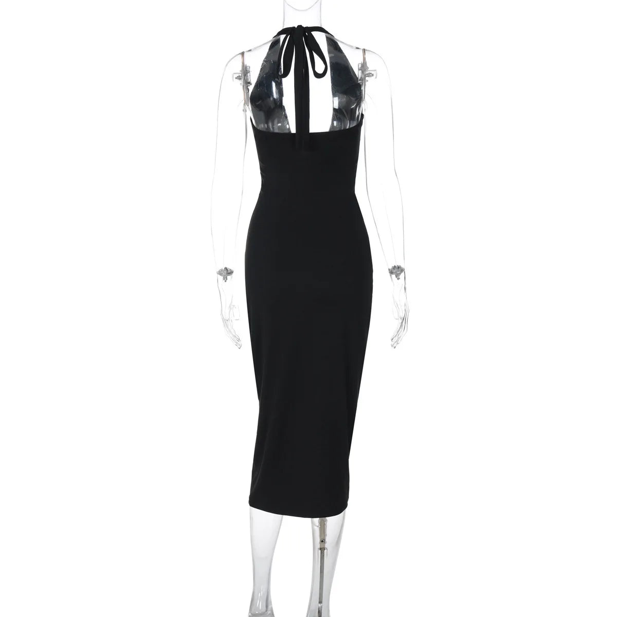 Halter Plunge V Neck Twist Waist Ruched Bodycon Mini Dress 8