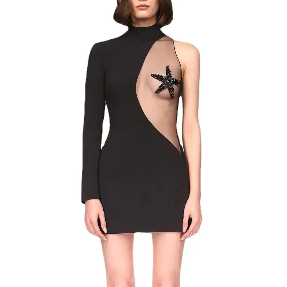 Strapless Crystal Starfish Applique Mini Dress 11