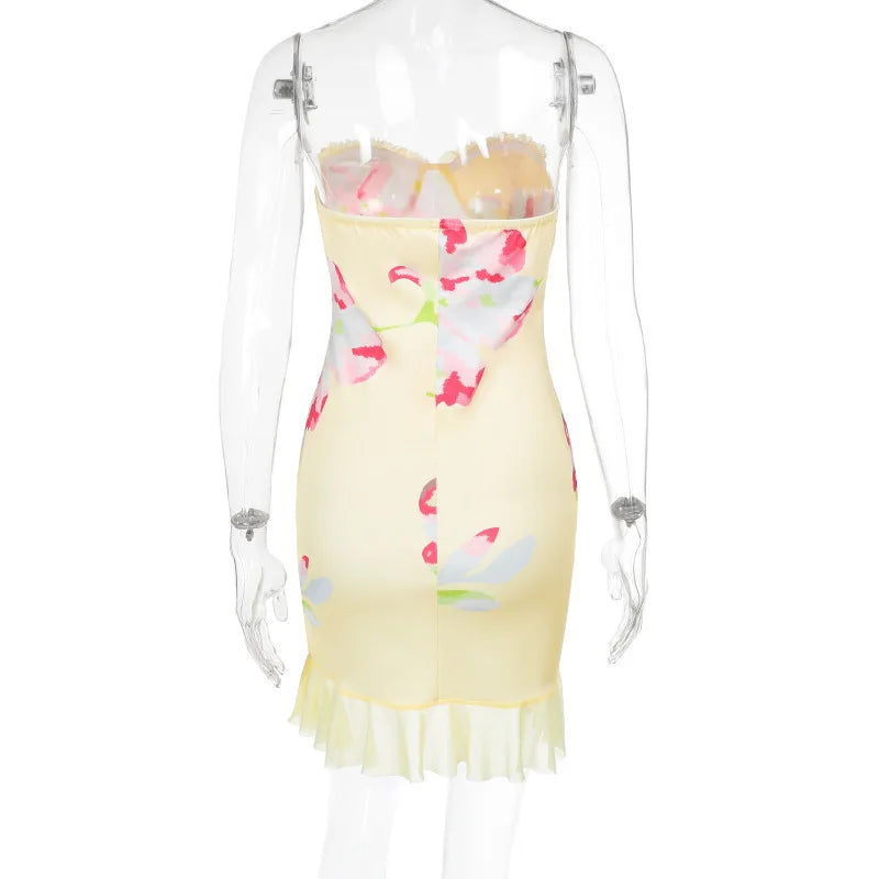 Printed Off Shoulder Backless Ruffle Mini Dress 6