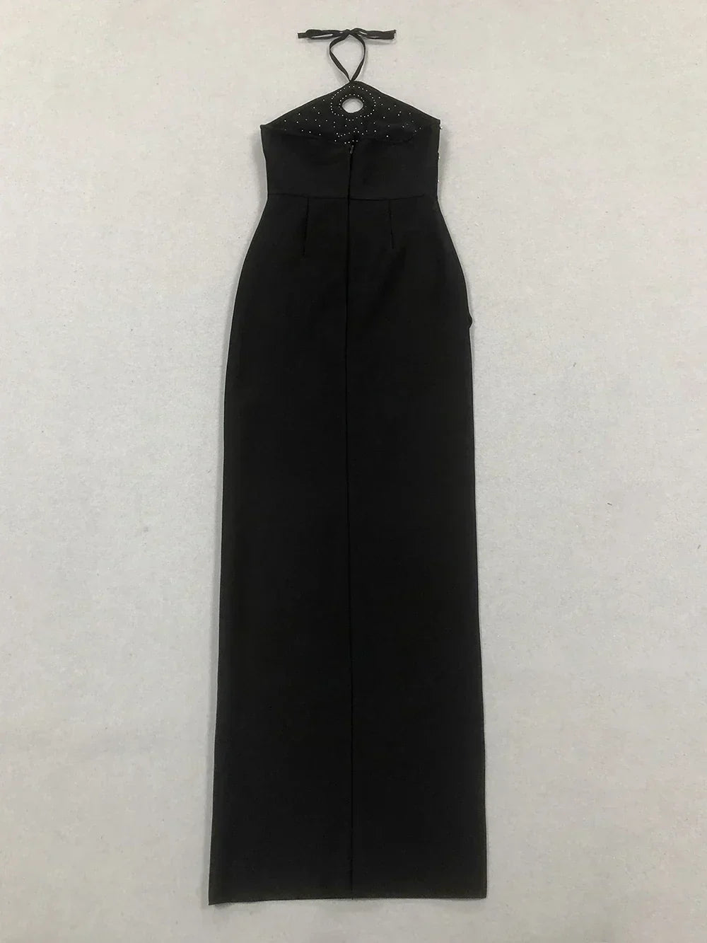 Halter Ring Cut Out Studded Thigh Slit Backless Maxi Gown 12