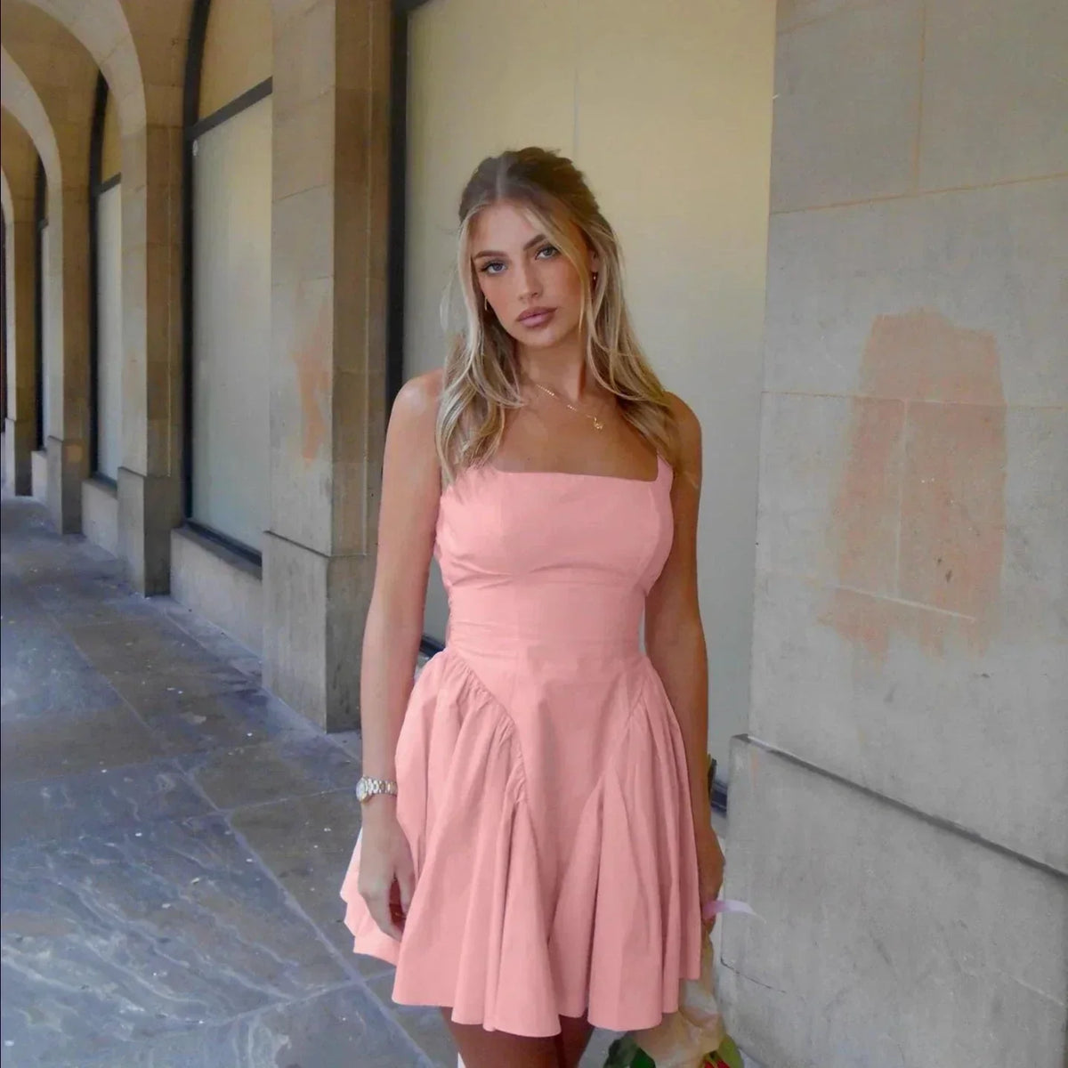 Backless Oversized Bow Tie Skater Mini Dress 9
