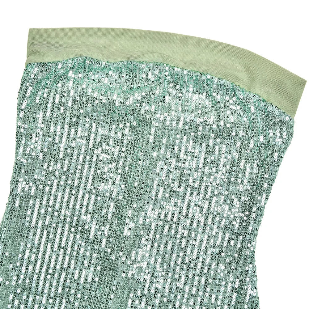 Strapless Sequin Hooded Sheer Shawl Mermaid Bodycon Maxi Gown 21