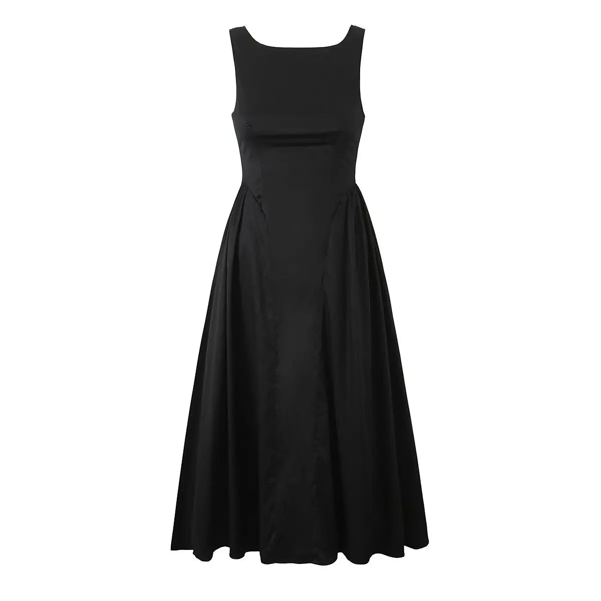 Crew Neck Sleeveless Pocket A-Line Pleated Midi Dress 12