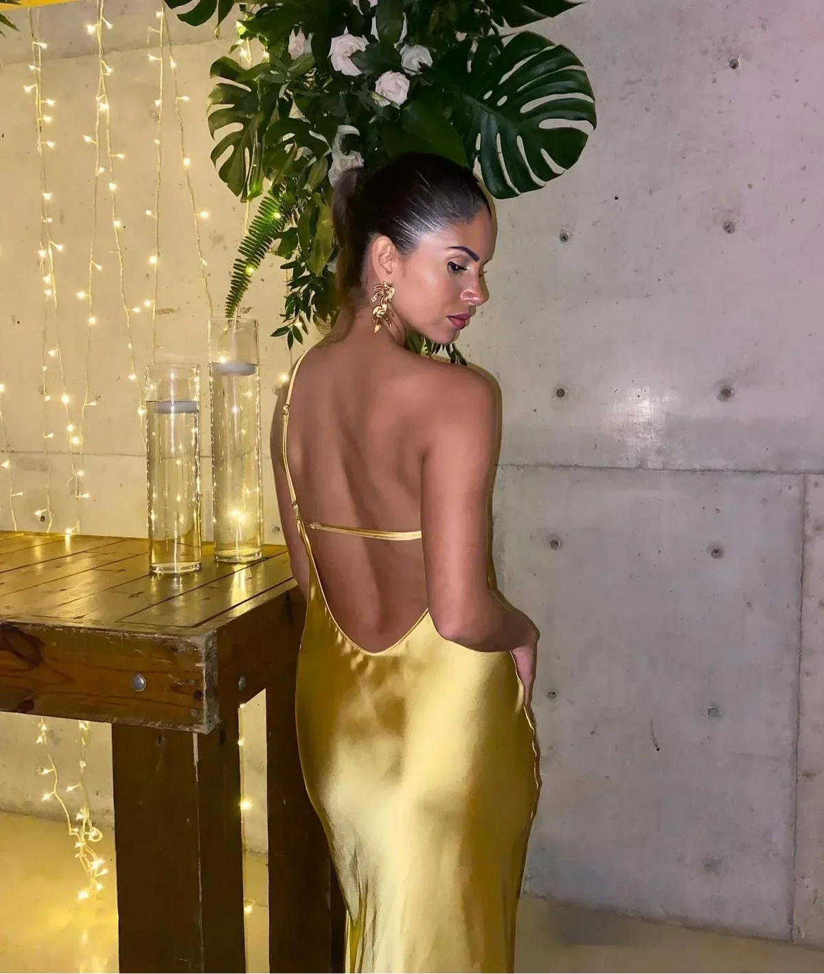 Asymmetric Strap Backless Slit Satin Maxi Dress 18