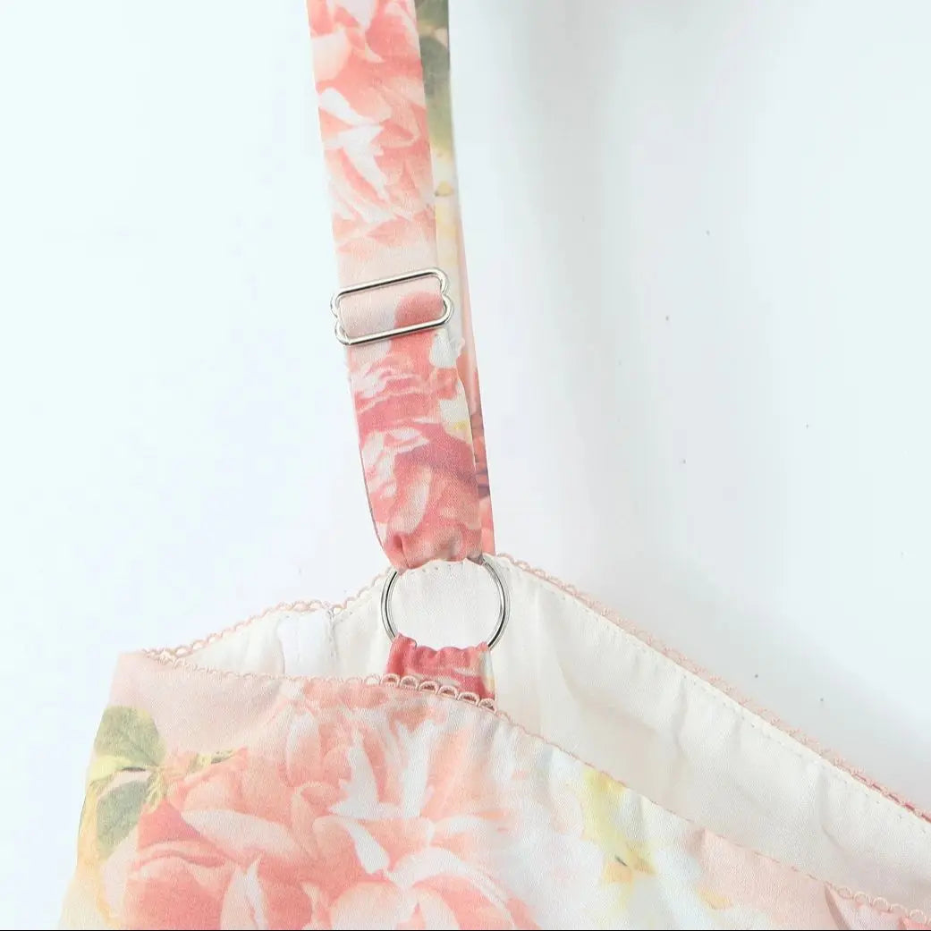 Sweetheart Bustier Wide Strap Floral Drop Waist Ruffle Midi Dress 7