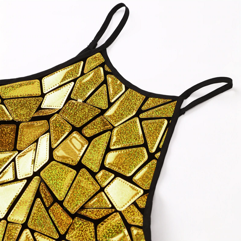 Mirror Mosaic Tile Halter Bodycon Mini Dress 10