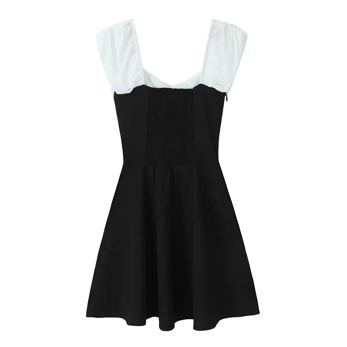 Off Shoulder Sweetheart Twist Front Colorblock Empire Waist Mini Dress 6