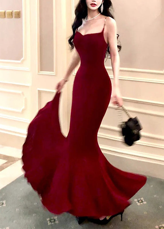 Spaghetti Strap Mermaid Floor Length Maxi Gown