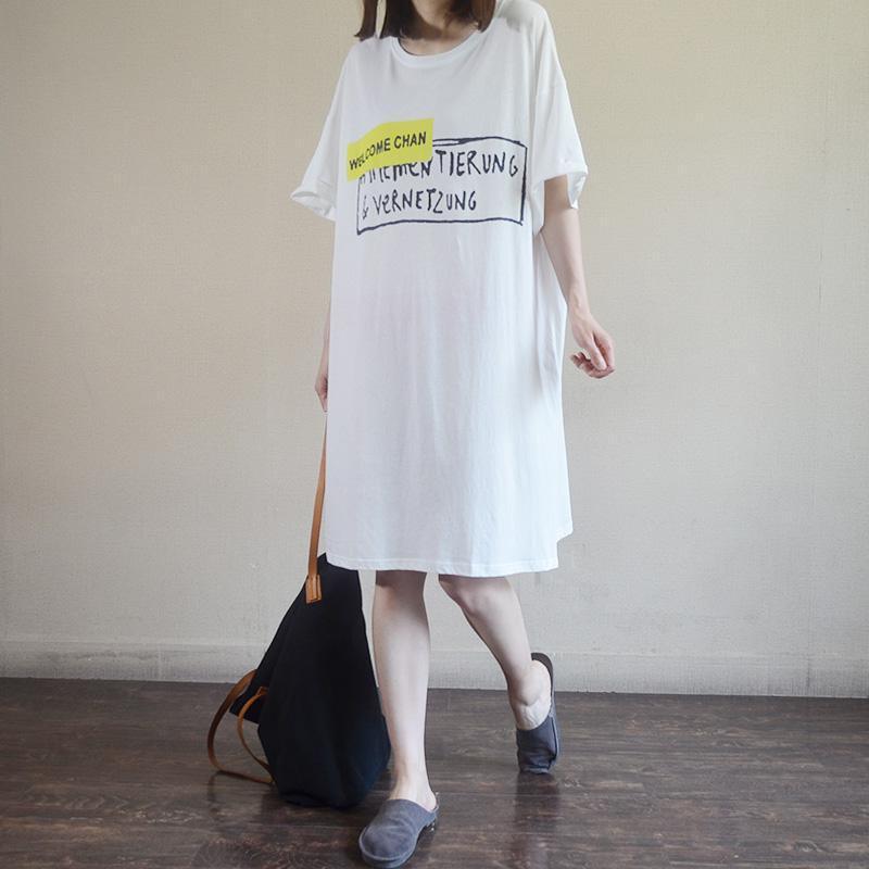 Crew Neck Graphic Print Half Sleeve Oversized T Shirt Dress 2