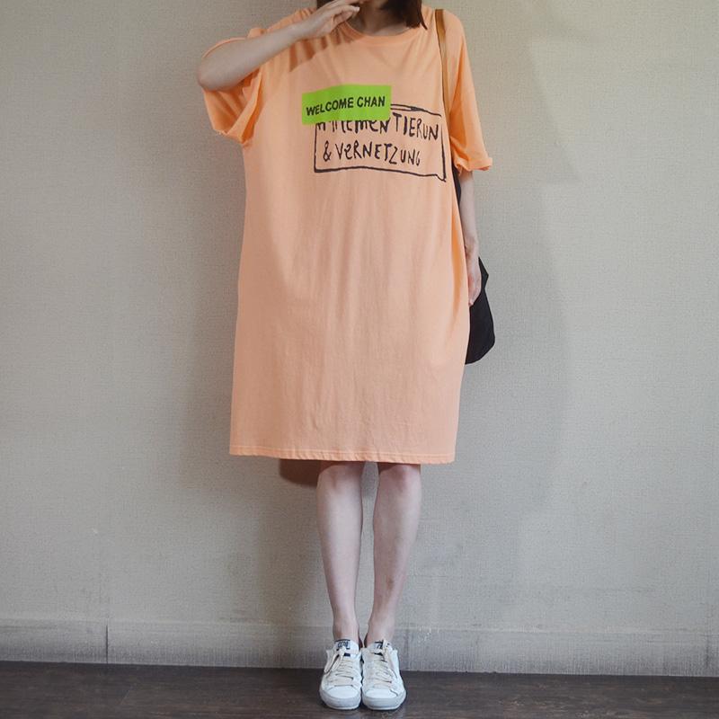 Crew Neck Graphic Print Half Sleeve Oversized T Shirt Dress 8