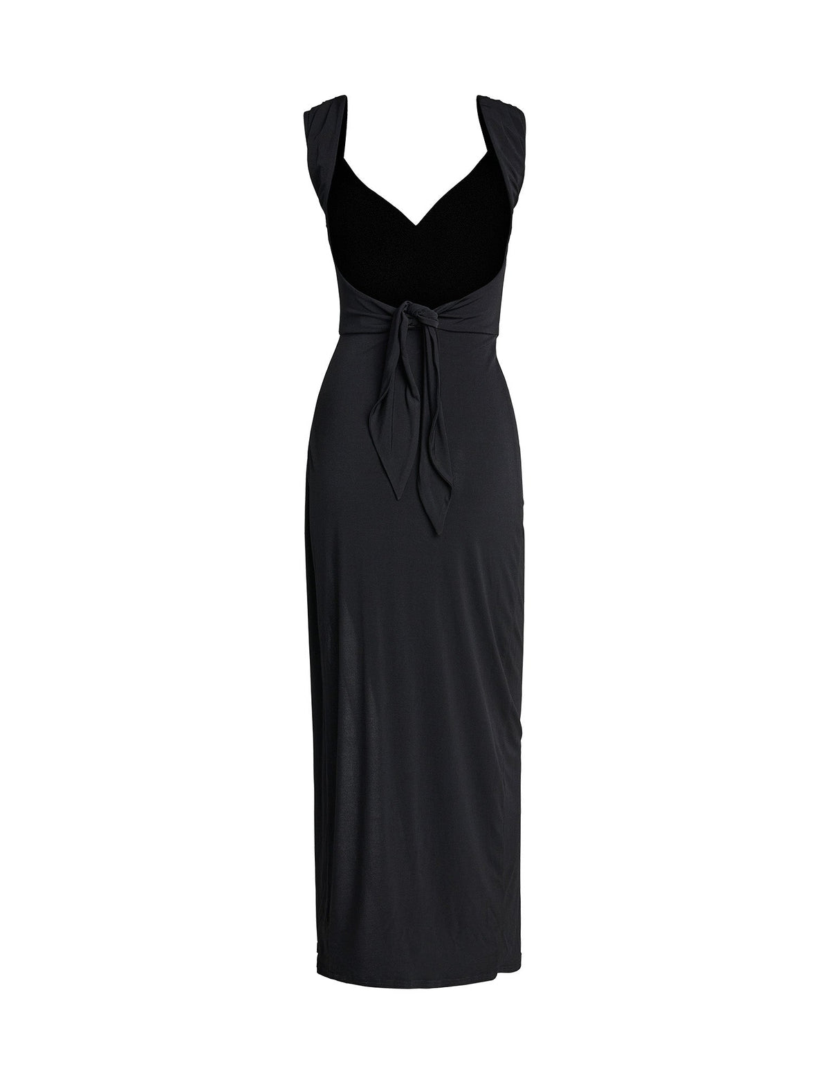 Scoop Neck Cap Sleeve Ruched High Slit Bodycon Maxi Dress 7