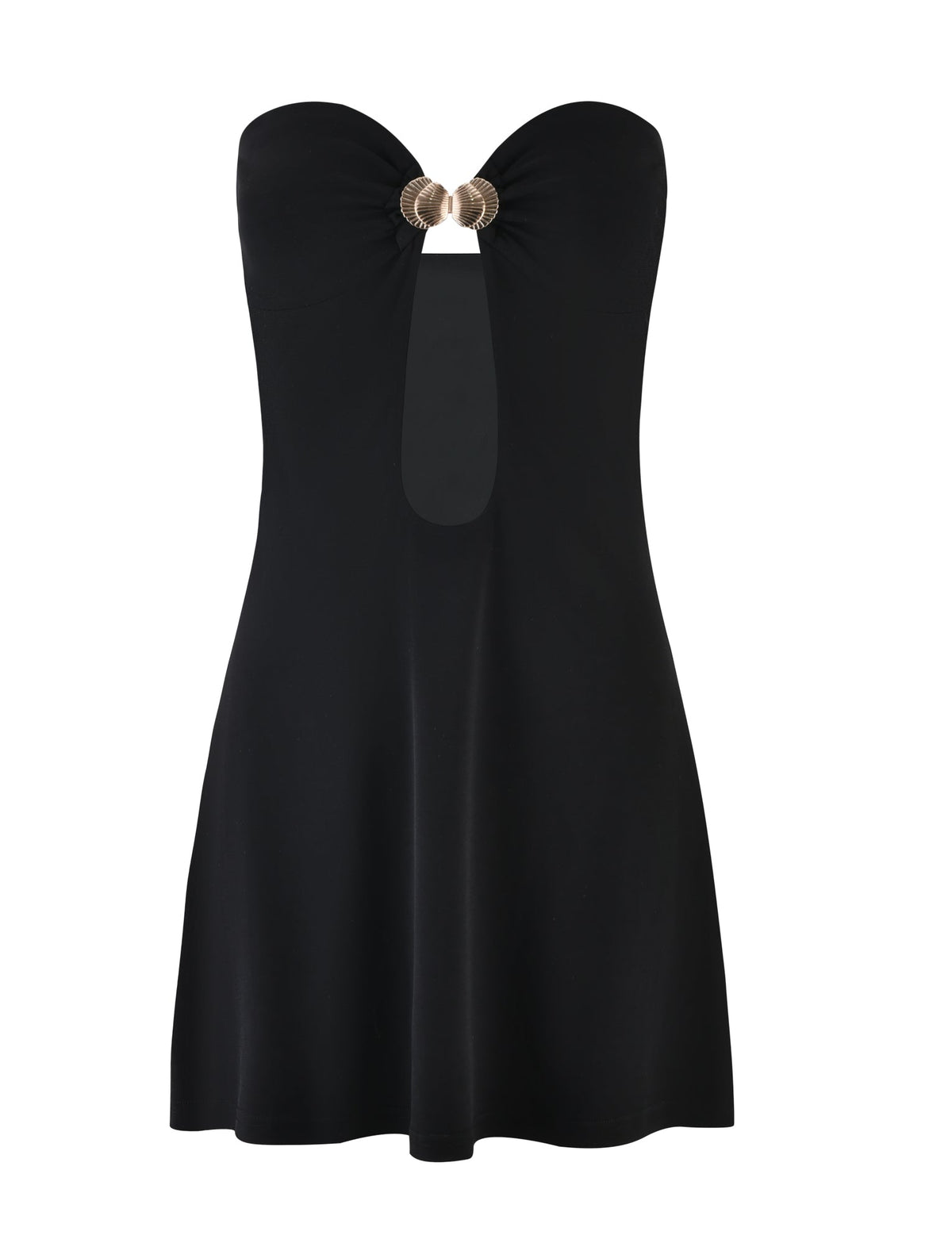 Strapless Sweetheart Neck Shell Clasp Bustier Cutout Bodycon Mini Dress 8