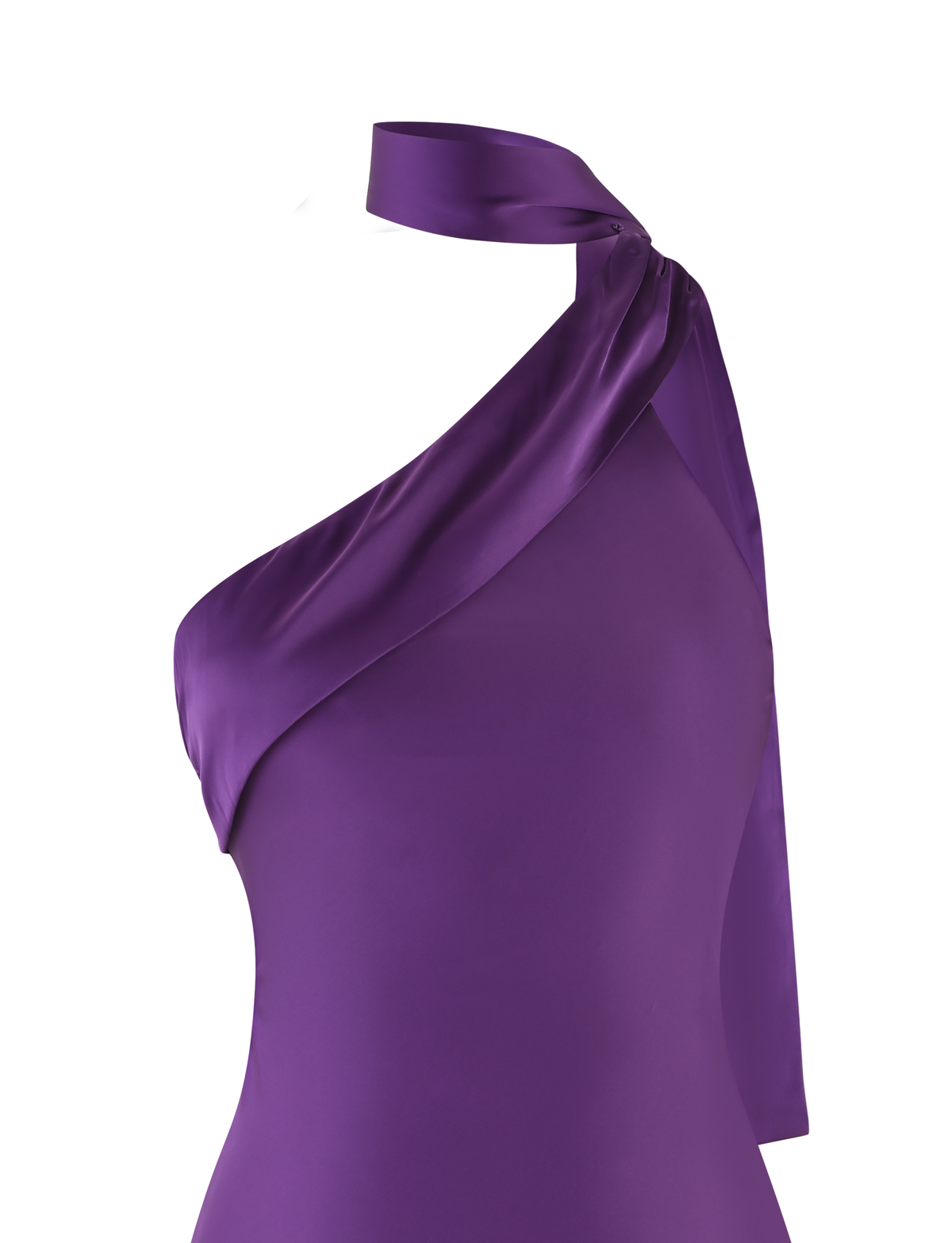 One Shoulder Choker Wrap Draped Satin Mini Dress 8