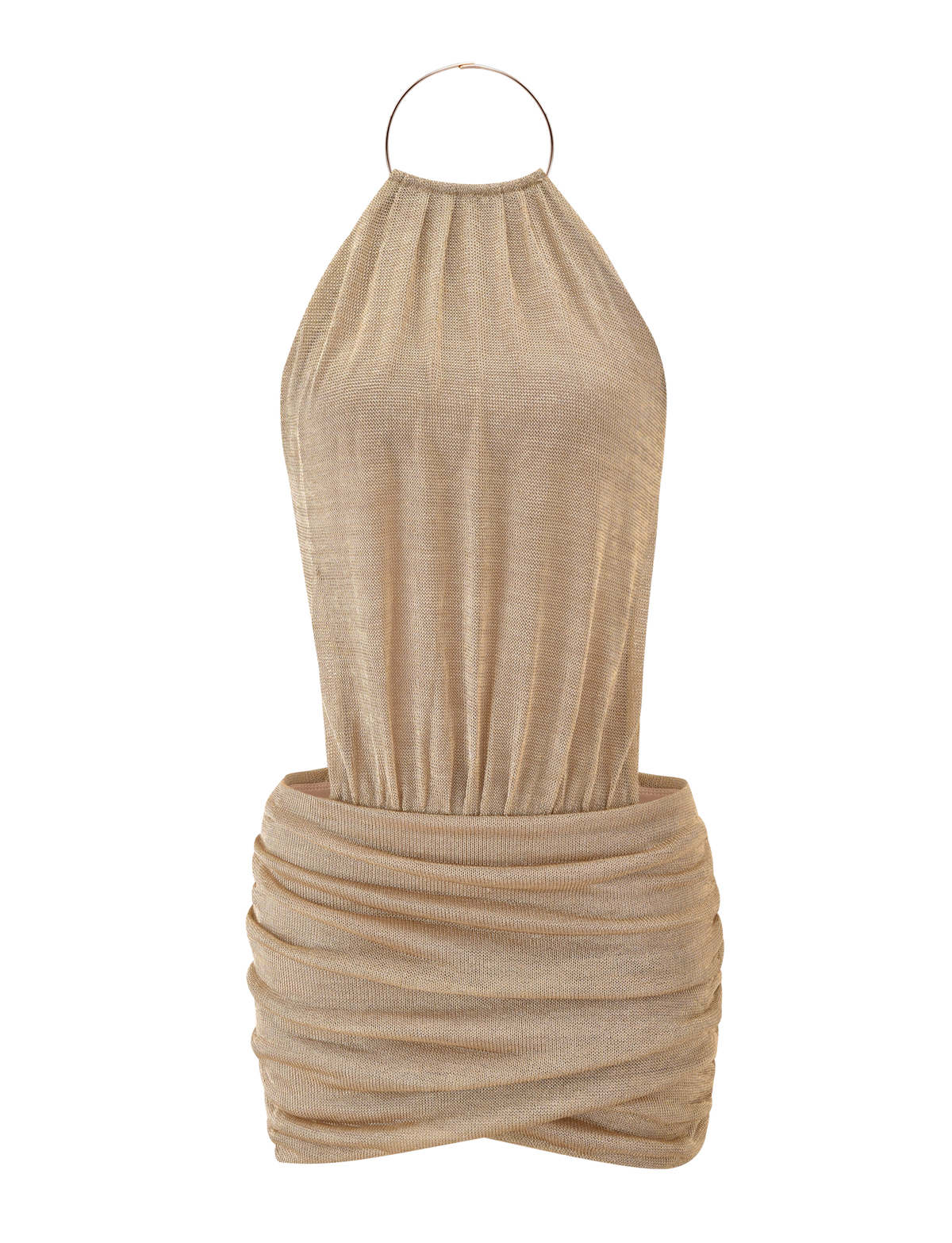 Halter Neck Ruched Side Cutout Shimmer Bodycon Mini Dress 8
