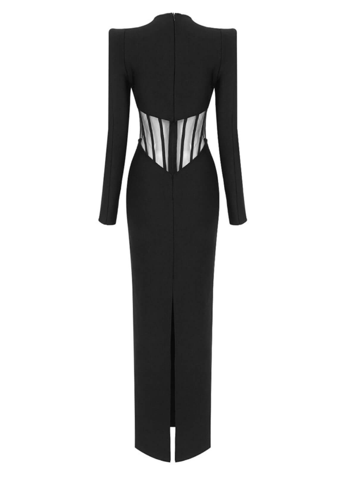 Mock Neck Long Sleeve Bandage Bodycon Midi Dress 8