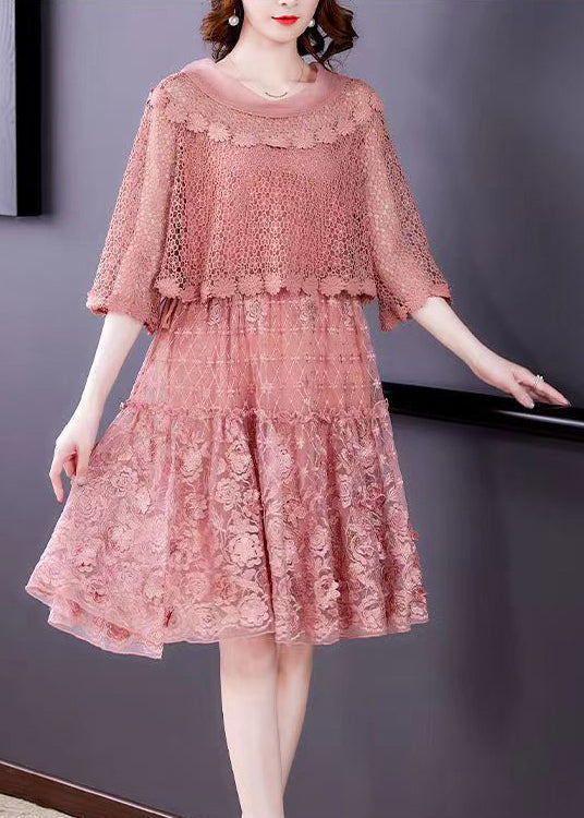 Ruffled Lace Crochet Overlay Floral Embroidered Midi Dress 4
