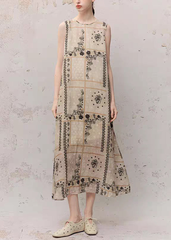 Crew Neck Windowpane Floral Lace Grid Midi Dress 2
