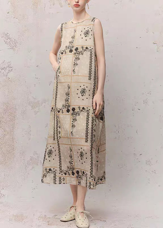 Crew Neck Windowpane Floral Lace Grid Midi Dress 3