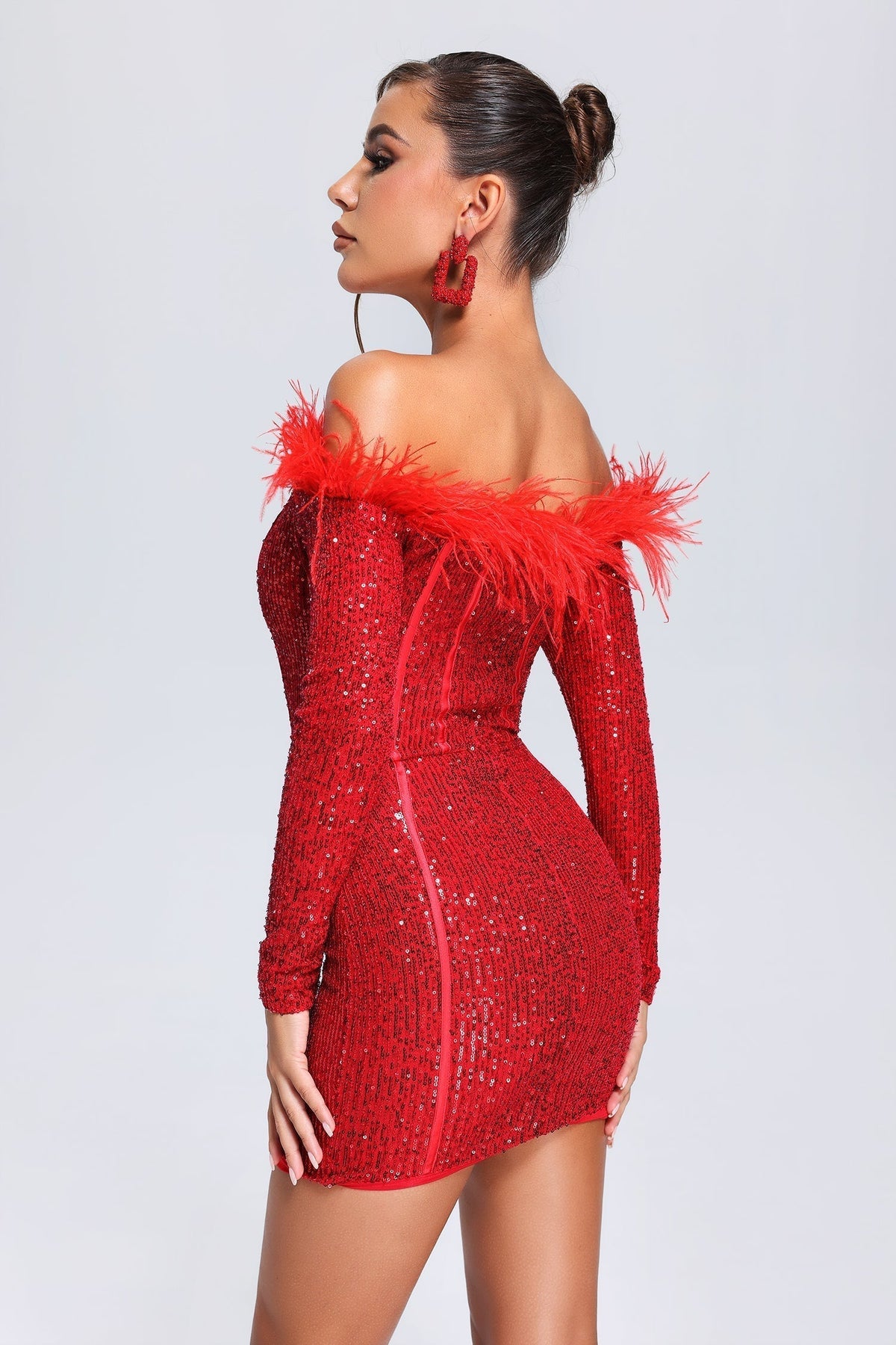 Feather Sequin Mini Dress 6