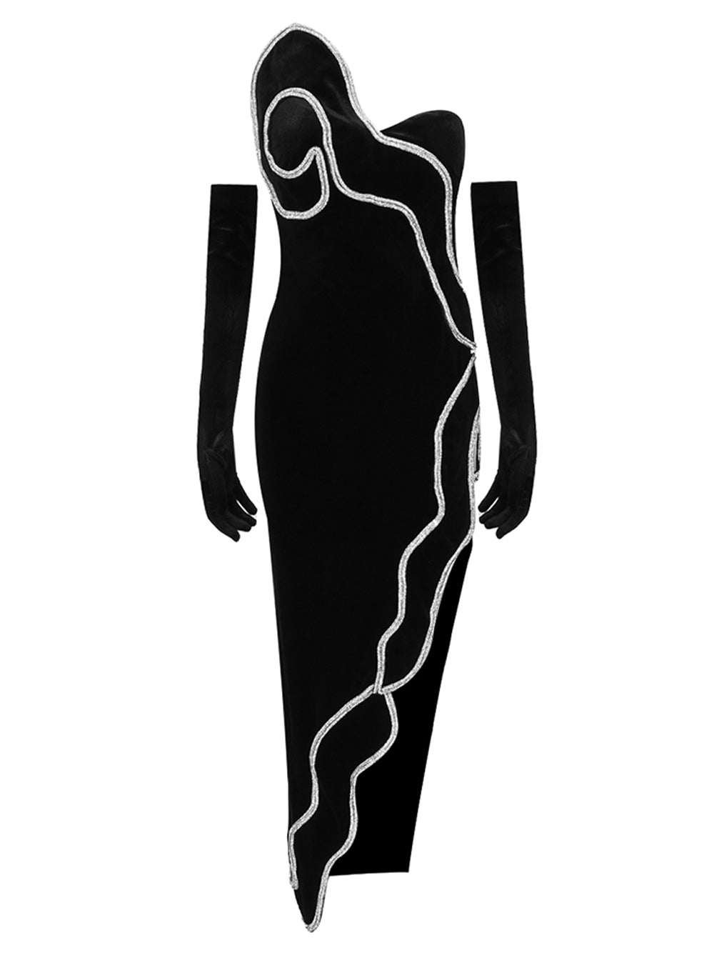 One Shoulder Draped Cutout Satin Maxi Dress