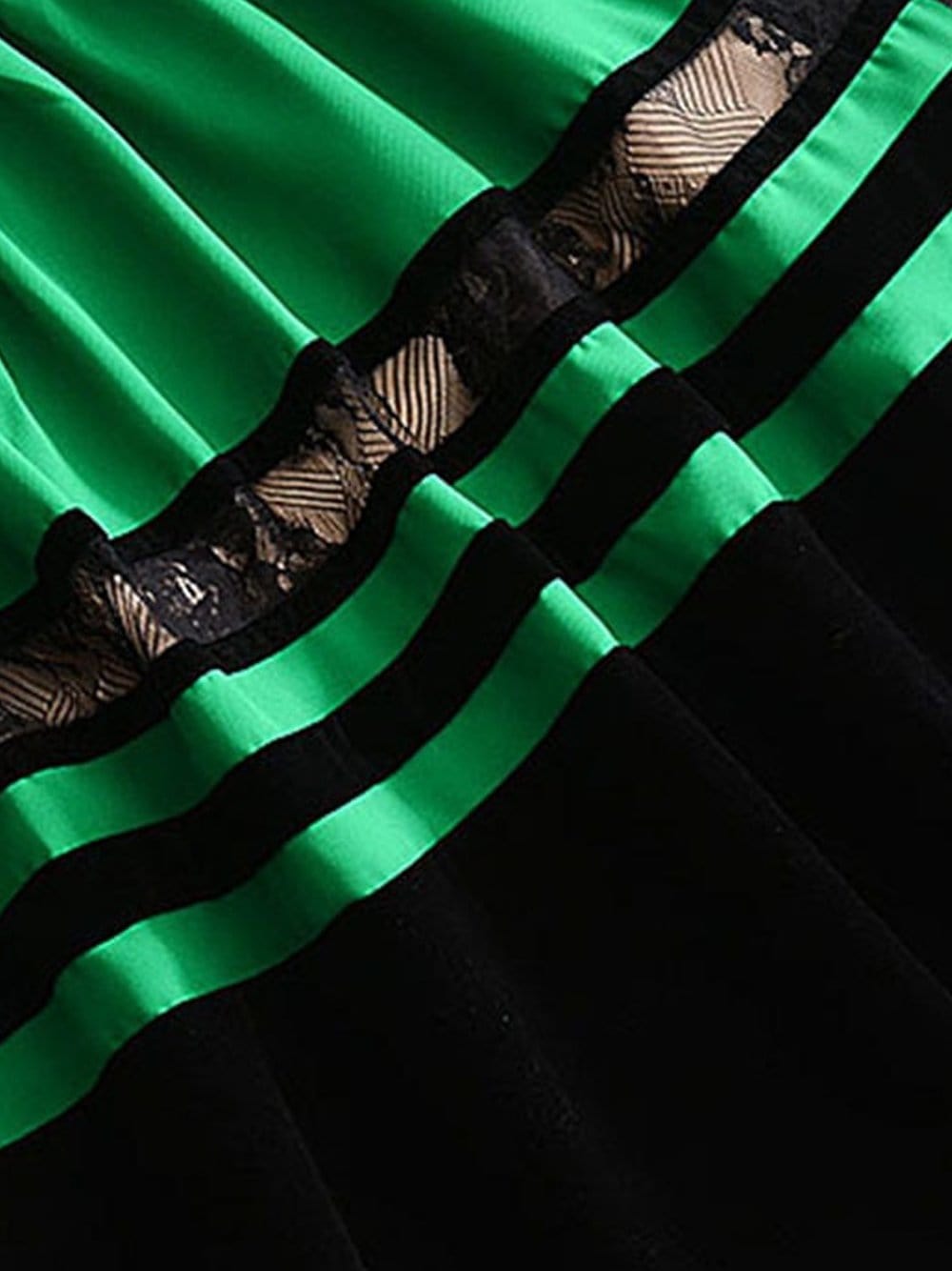 Mock Neck Lace Panel Velvet Band Pleated Tiered Gothic Mini Dress 5