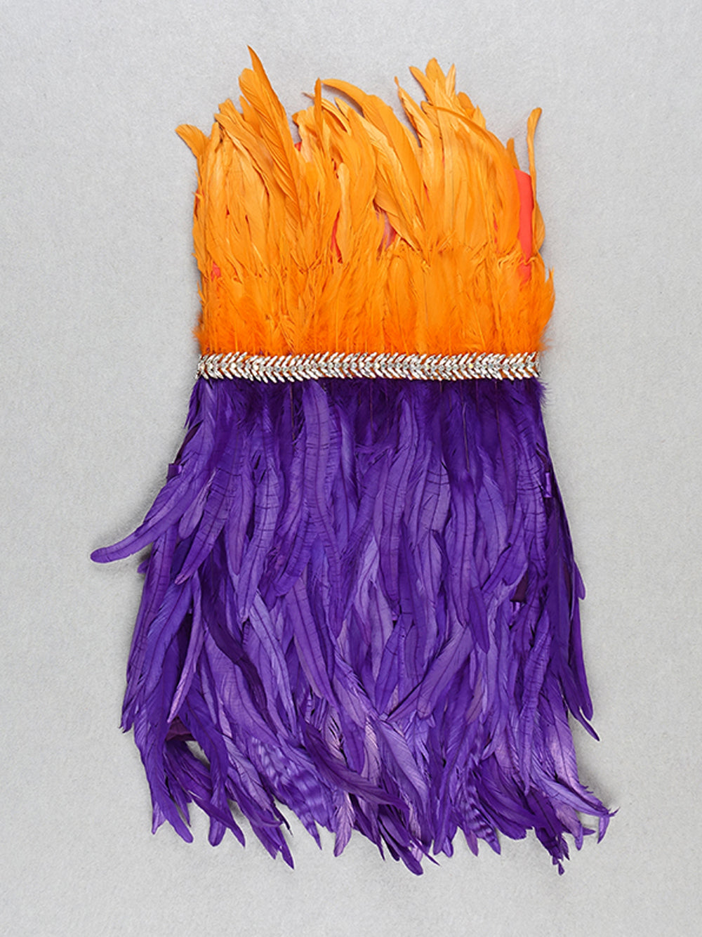 Strapless Sweetheart Sequin Feather Trim Bodycon Mini Dress 7