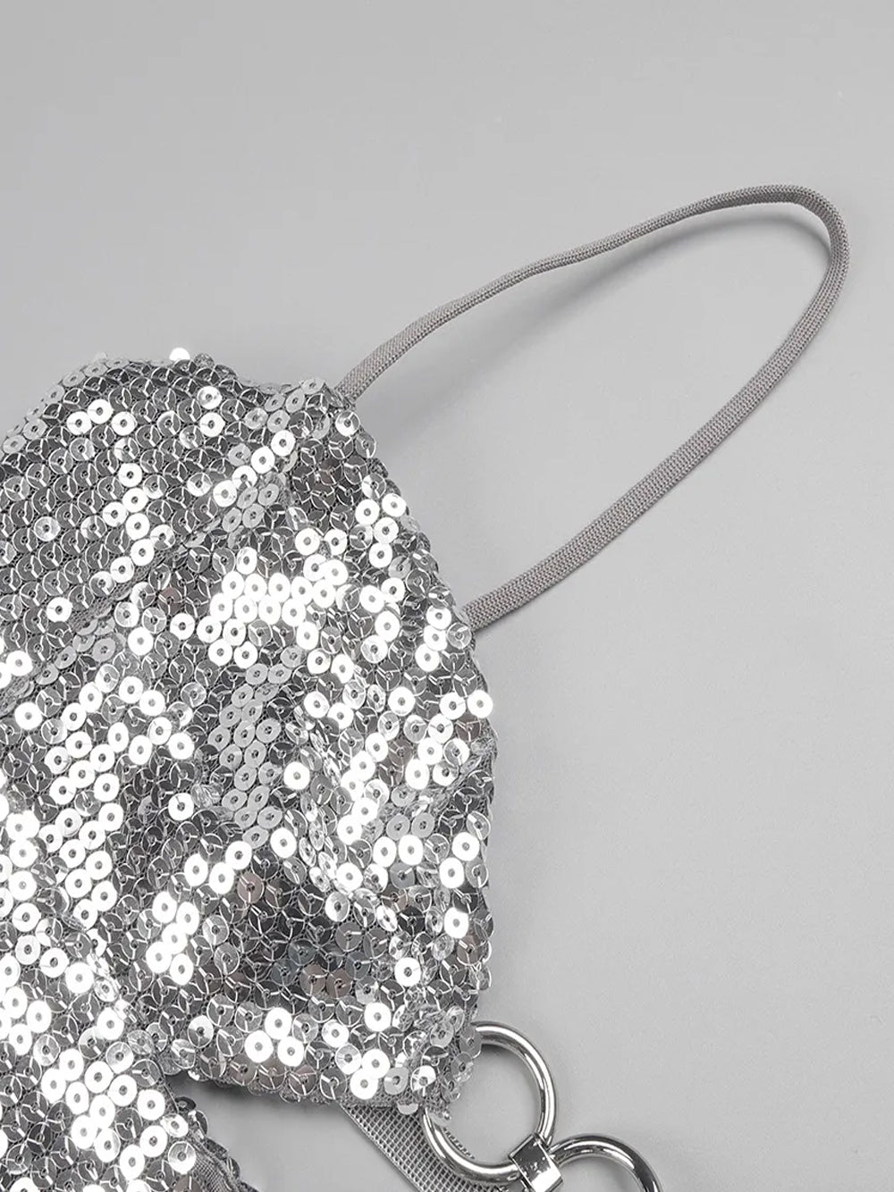Sweetheart Spaghetti Strap Sequin Diamond Cutout Ring Detail Mini Dress 9