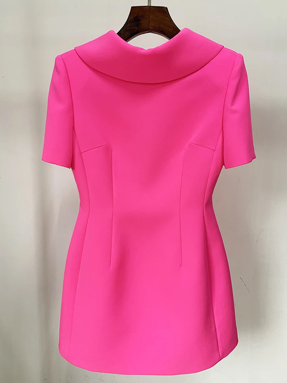 Funnel Neck Princess Seam Short Sleeve A Line Mini Dress 10