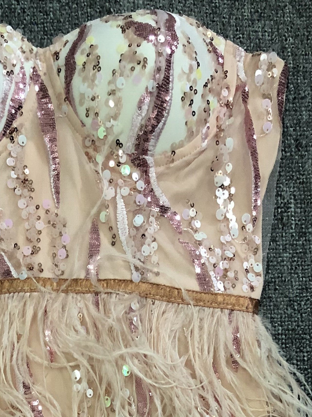 Sweetheart Sequin Bodice Feather Skirt Bustier Mini Dress 6