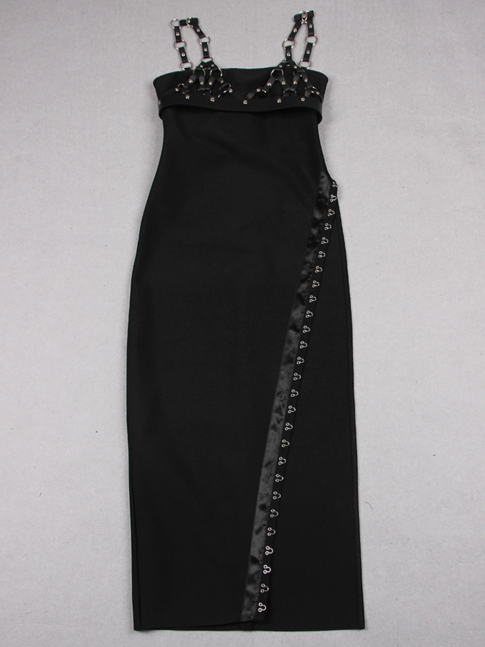 Halter Neck Cutout Waist Draped Satin Maxi Dress 15