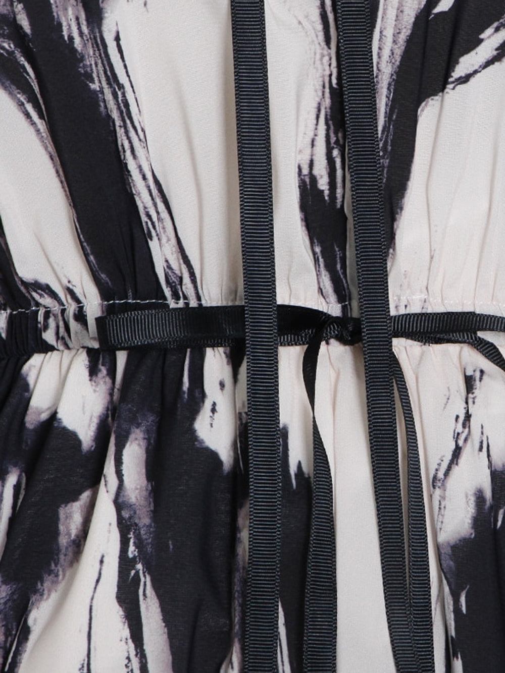 Ruffle Collar Long Sleeve Brushstroke Print Tiered Midi Dress 7