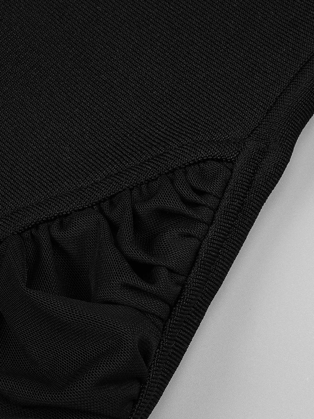 Spaghetti Strap Mesh Panel Cutout High Slit Bodycon Maxi Gown 7