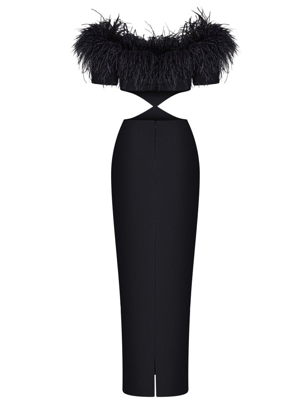 One Shoulder Feather Trim Sequin Bodycon Maxi Dress 2