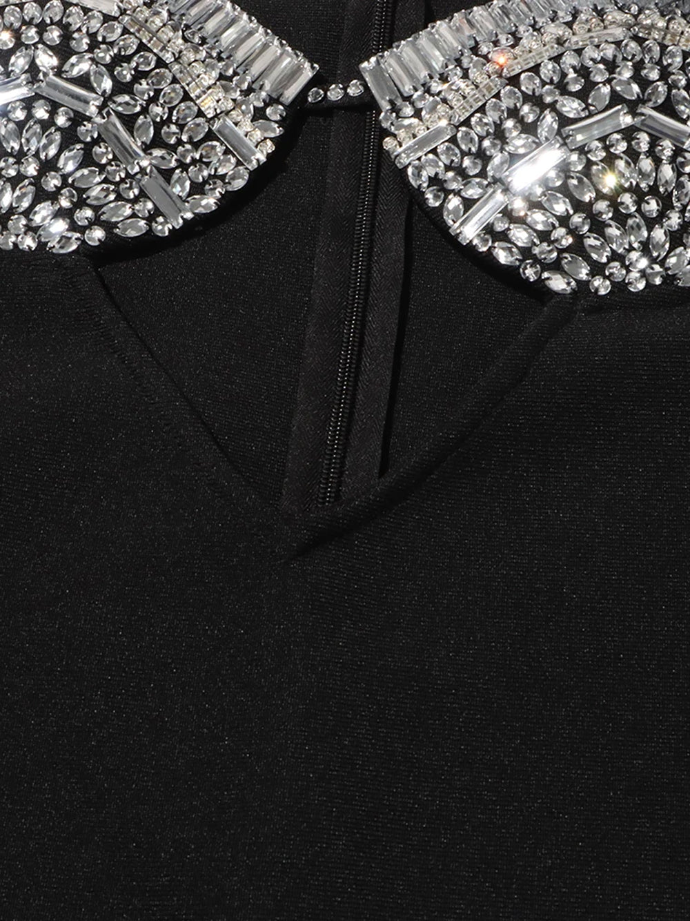 Halter Rhinestone Bust Triangle Cutout Faux Fur Sleeve Mini Dress 8
