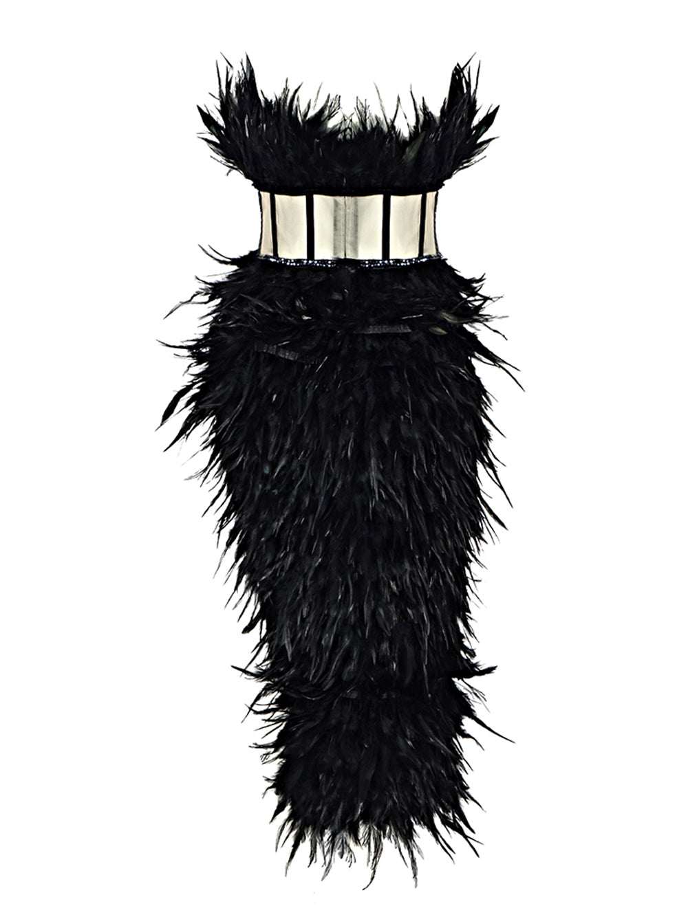 Strapless Feather Trim Fringe Mini Dress 2