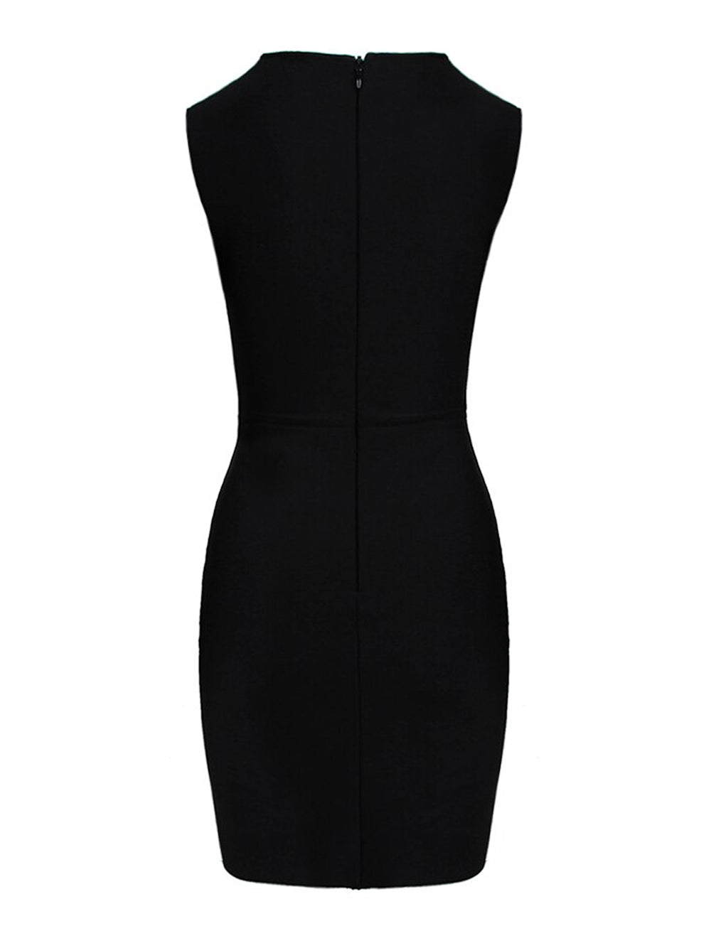 Plunging V Mesh Crystal Panel High Slit Bodycon Mini Dress 4