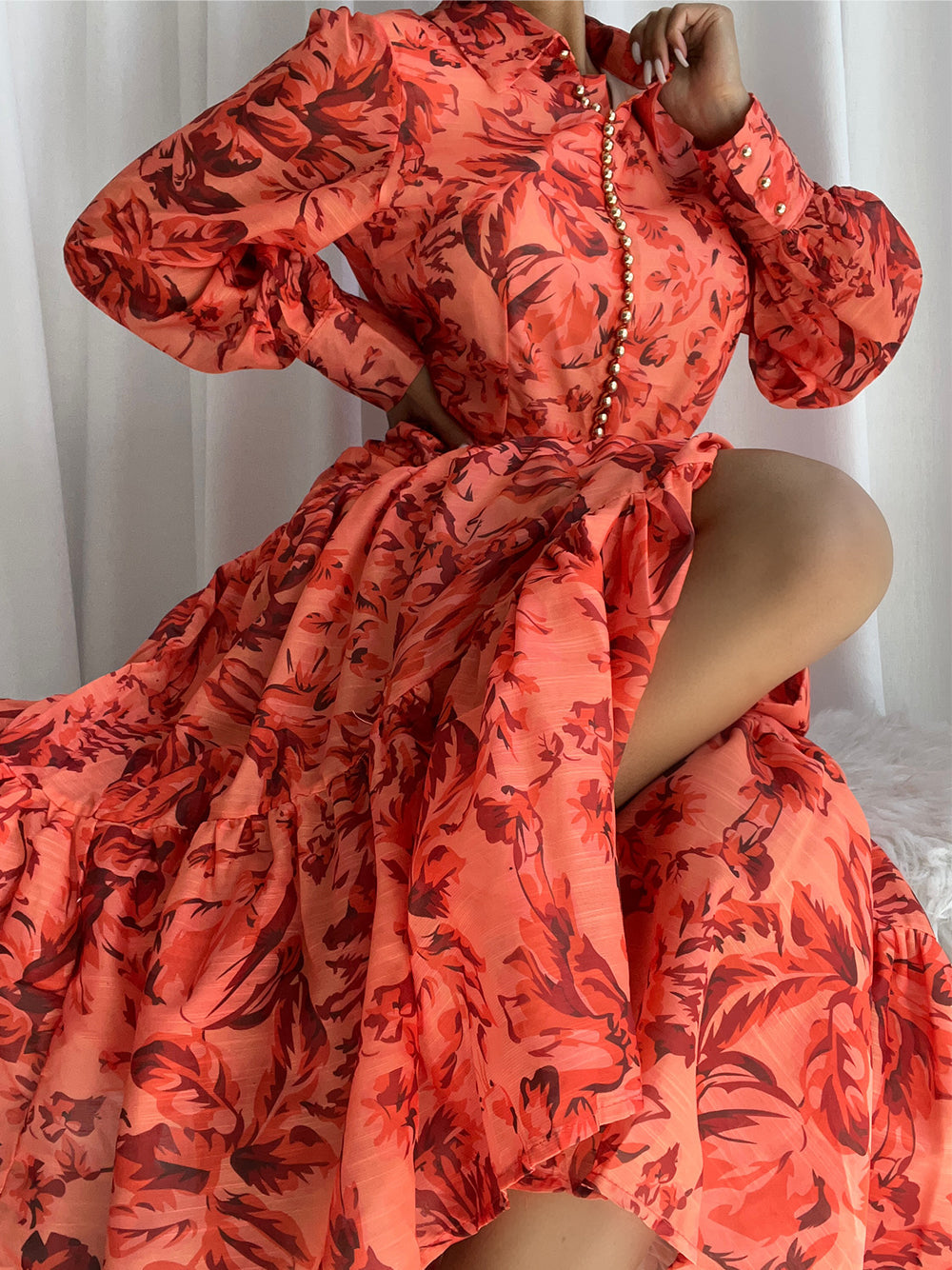 Halter Neck Cutout Waist Draped Satin Maxi Dress 2 7
