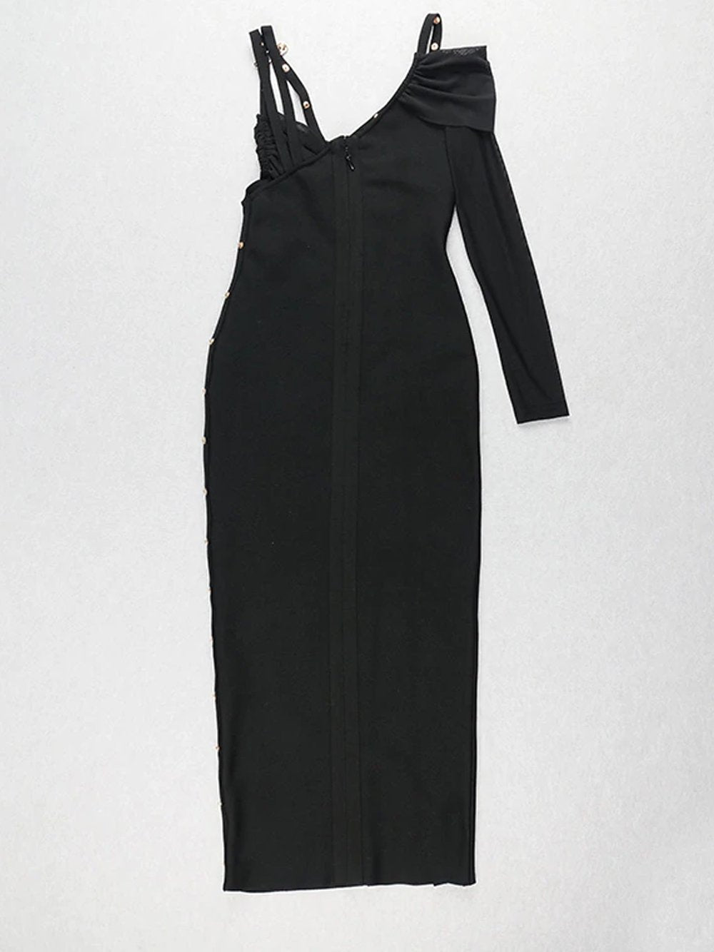 One Shoulder Ruched Cutout Side Slit Satin Maxi Dress 2 30