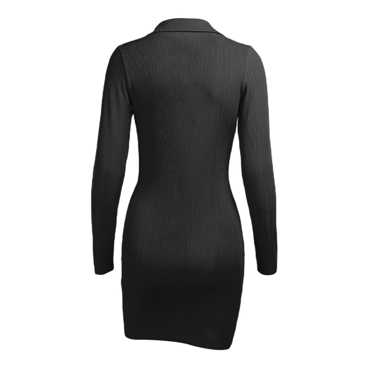 Plunging V-Neck Collar Twist Waist Ribbed Long Sleeve Mini Dress 10