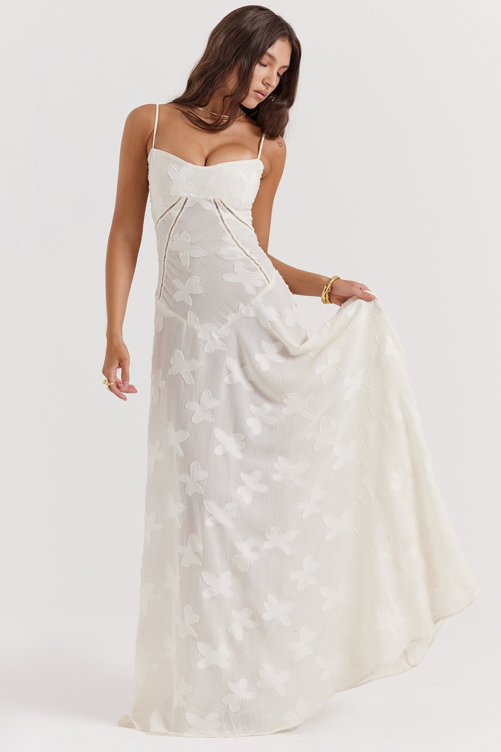 Bustier Seam Spaghetti Strap Devore Burnout Maxi Dress 18