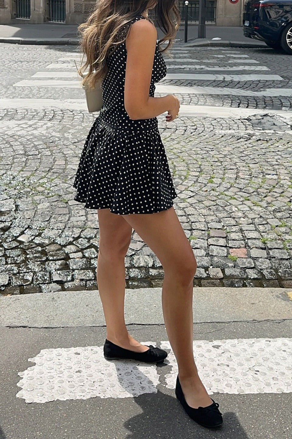 Polka Dot Sleeveless Keyhole Tie Neck Ruffled Skirt Mini Dress 3