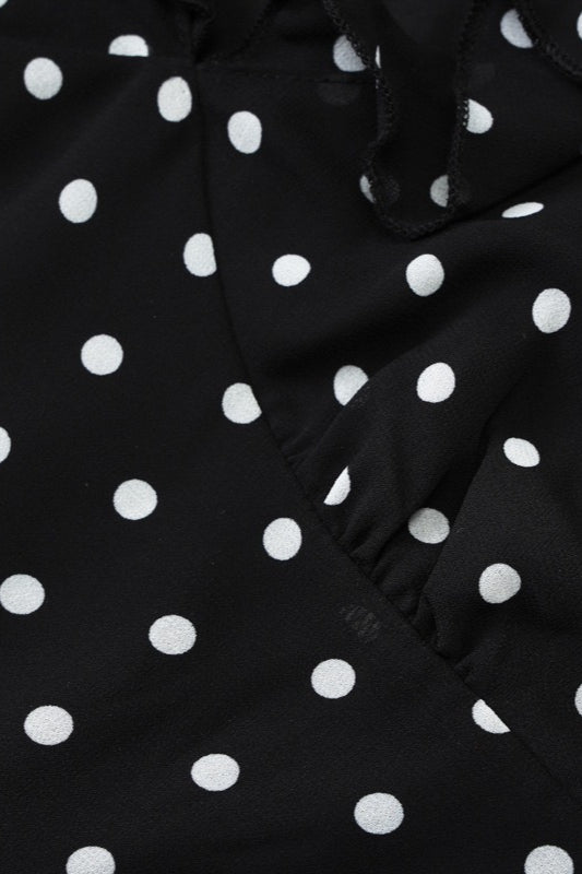 Polka Dot Scoop V-Neck Ruffle Cap Sleeve Bodycon Mini Dress 3