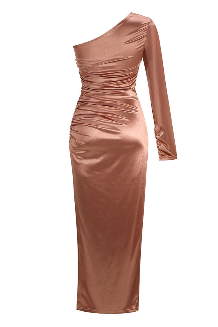 Strapless Ruched Side Slit Bodycon Mini Dress with Detachable Ruched Sleeve 5